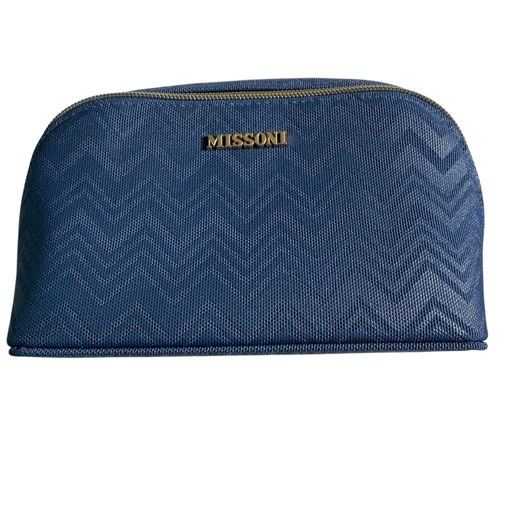 Missoni for Delta Pouch Small Navy Blue Chevron Zigzag Cosmetic Bag Travel Case